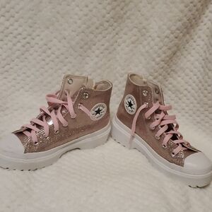Converse Kids Glitter Sneakers - Pink and White